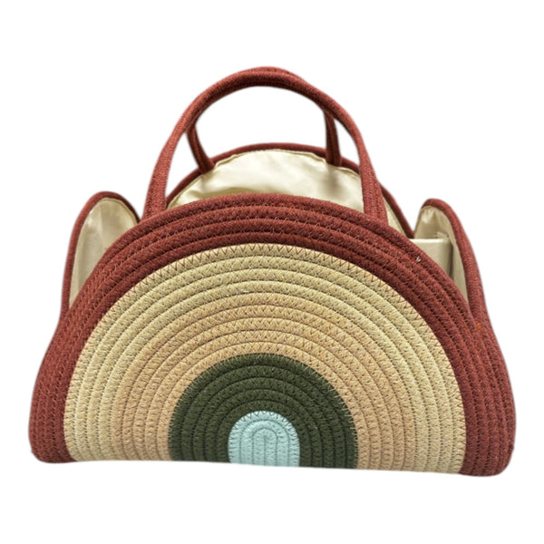 Panier de rangement en corde de coton BenRange, motif arc-en-ciel