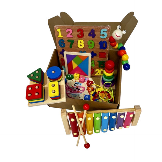 Wooden Educational Toy Set – 8 Sensory & Learning Toys
