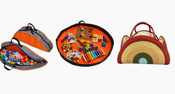 Coffret Salle de jeu BenRange, sac de rangement, panier en corde de coton et jouets en bois