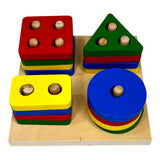 Trieur de formes géométriques en bois sur base