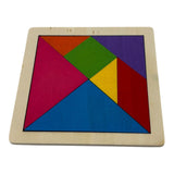 Tangram en bois sept pièces colorées