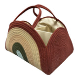 Panier en corde de coton vu de trois quarts, compartiments visibles