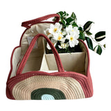 Panier de rangement en corde de coton avec plantes et fleurs
